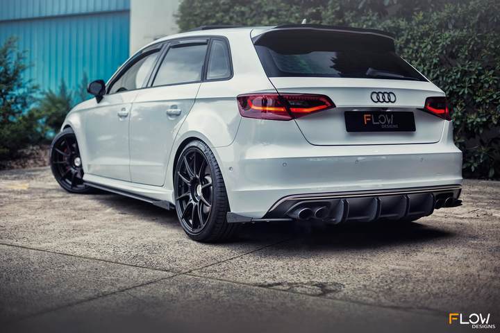 Flow Designs AUDI S3 8V PFL SPORTBACK FULL SPLITTER SET - V-Tech Australia | VW & Audi Performance Parts