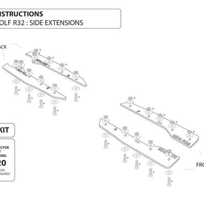 Flow Designs VW MK4 GOLF R32 SIDE SPLITTERS (4 PIECE) - V-Tech Australia | VW & Audi Performance Parts